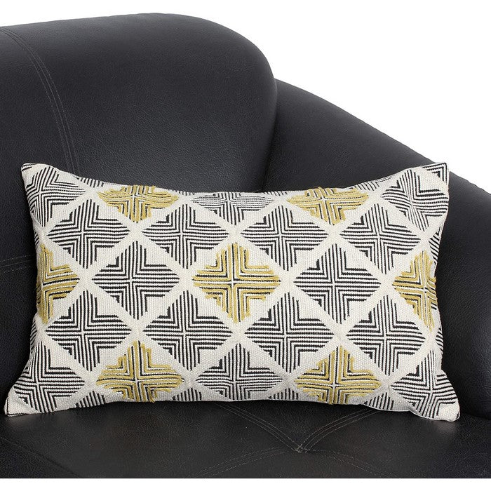 Square Cotton Handwoven Cushion Cover with Arrow Silhouette, Multicolor