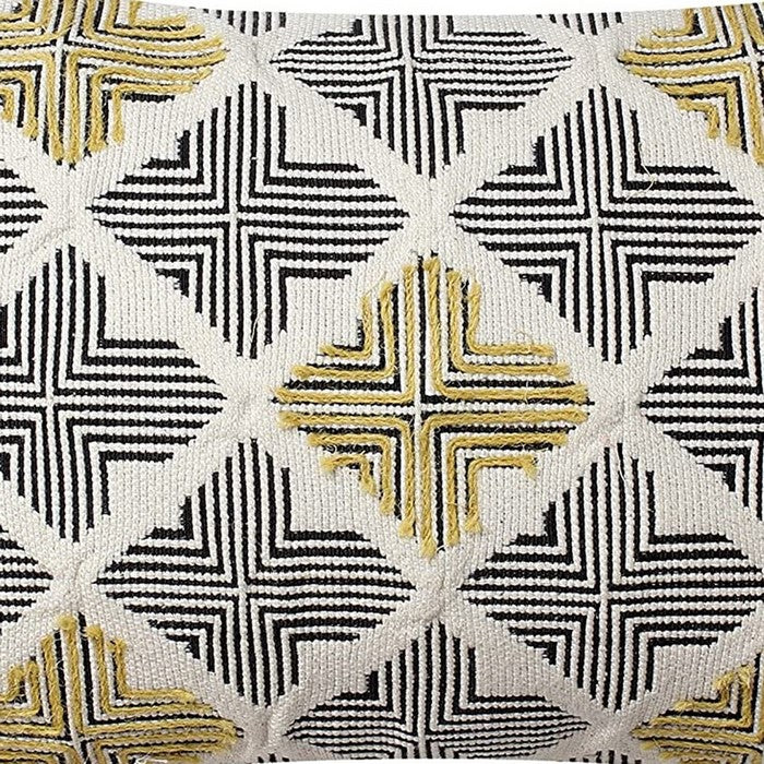Square Cotton Handwoven Cushion Cover with Arrow Silhouette, Multicolor
