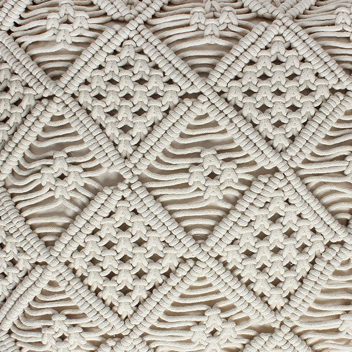 18 X 18 Inch Cotton Cushion Cover with Intricate Woven Design, White