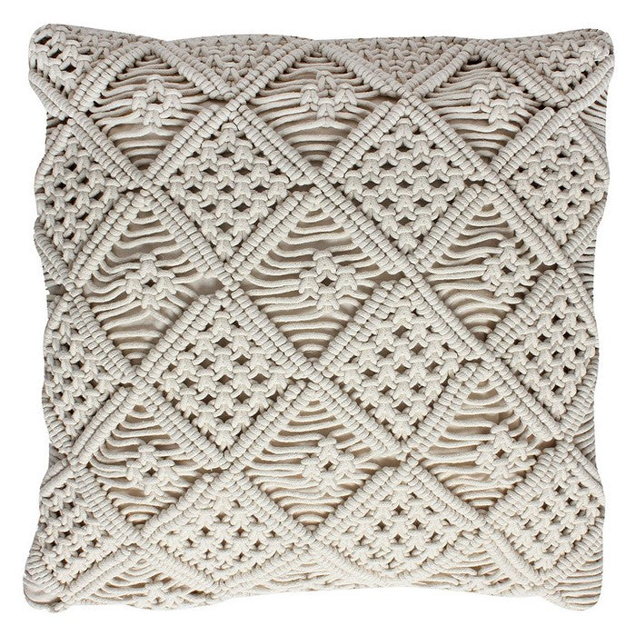18 X 18 Inch Cotton Cushion Cover with Intricate Woven Design, White
