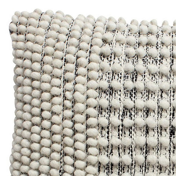 18 X 18 Inch Cotton Cushion Cover with Soft Textured Beads, White