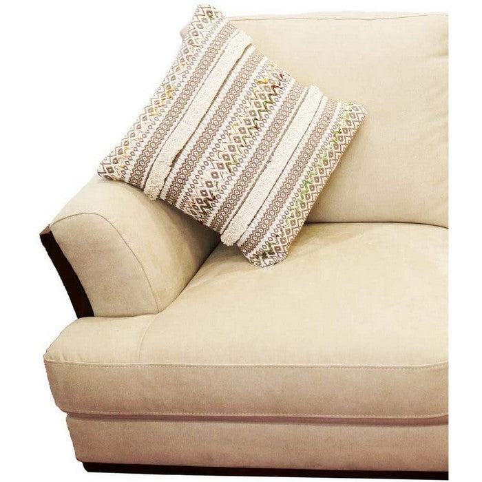 18 x 18 Kilim Printed Cotton Accent Pillow Cover, White and Gray