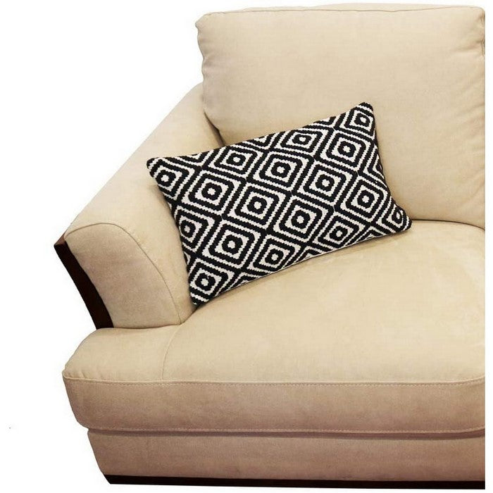 20 x 12 Jacquard Print Cotton Accent Pillow Cover, Black and White