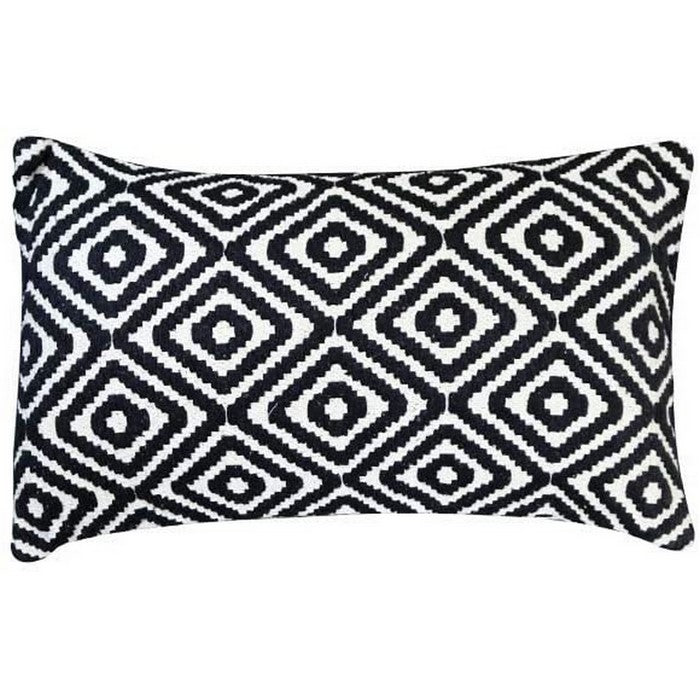 20 x 12 Jacquard Print Cotton Accent Pillow Cover, Black and White