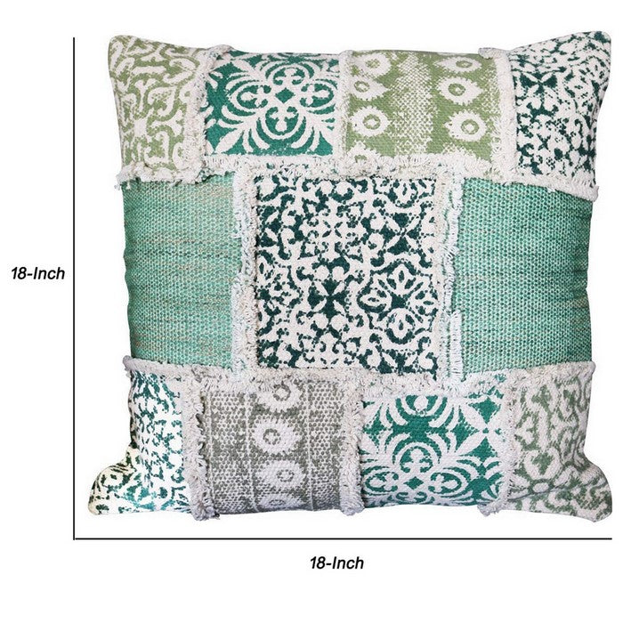 18 x 18 Patchwork Cotton Accent Pillow Cover, Multicolor