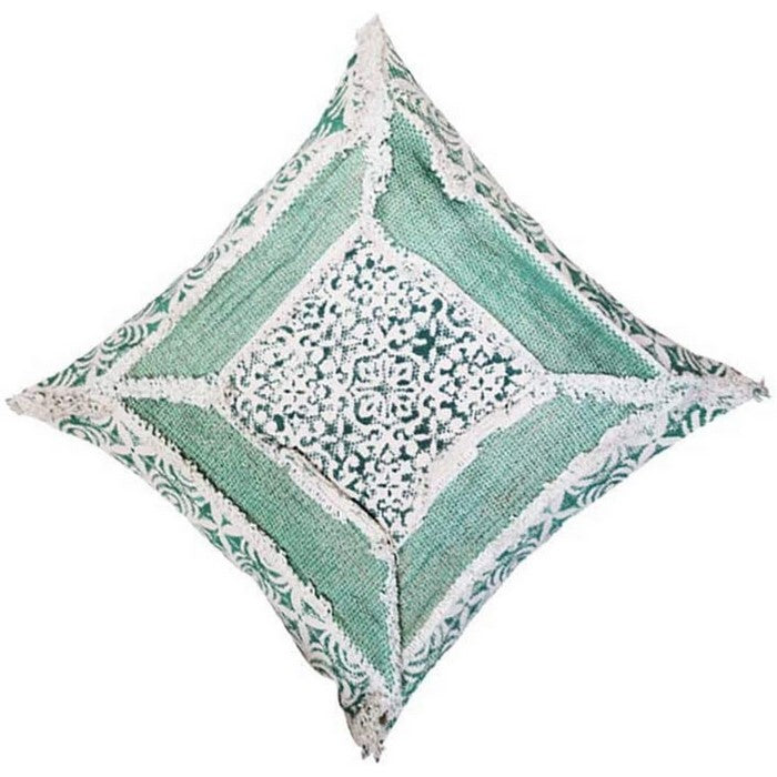 18 x 18 Floral and Patchwork Accent Pillow Cover, Green and White