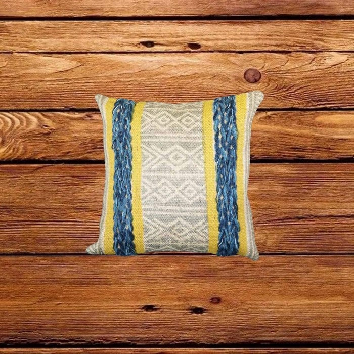 18 x 18 Weaved and Block Printed Cotton Accent Pillow Cover, Multicolor