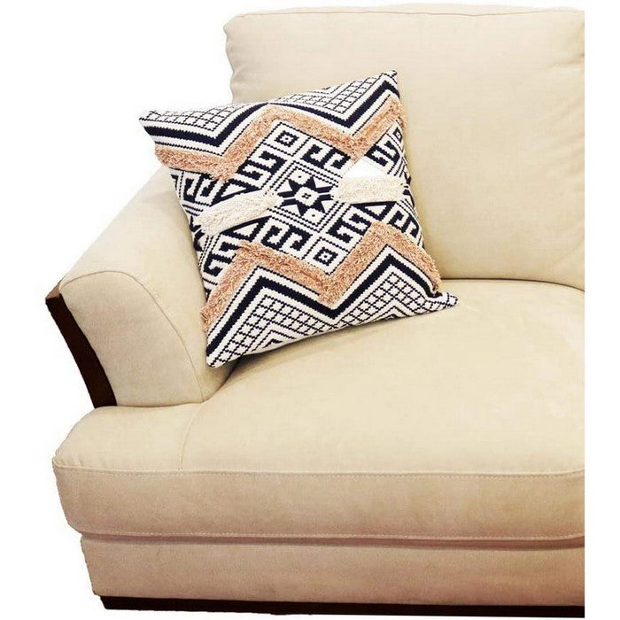 18 x 18 Handwoven Jacquard Print Cotton Accent Pillow Cover, Multicolor