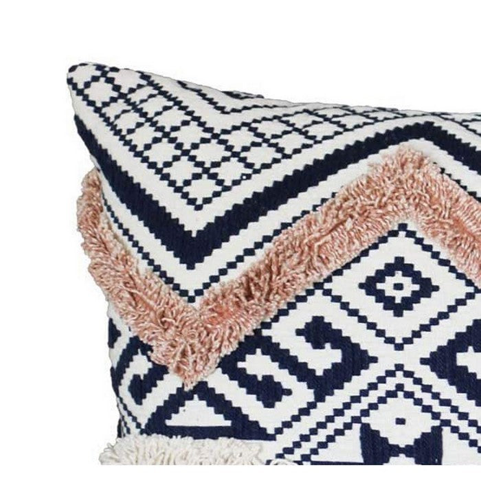 18 x 18 Handwoven Jacquard Print Cotton Accent Pillow Cover, Multicolor