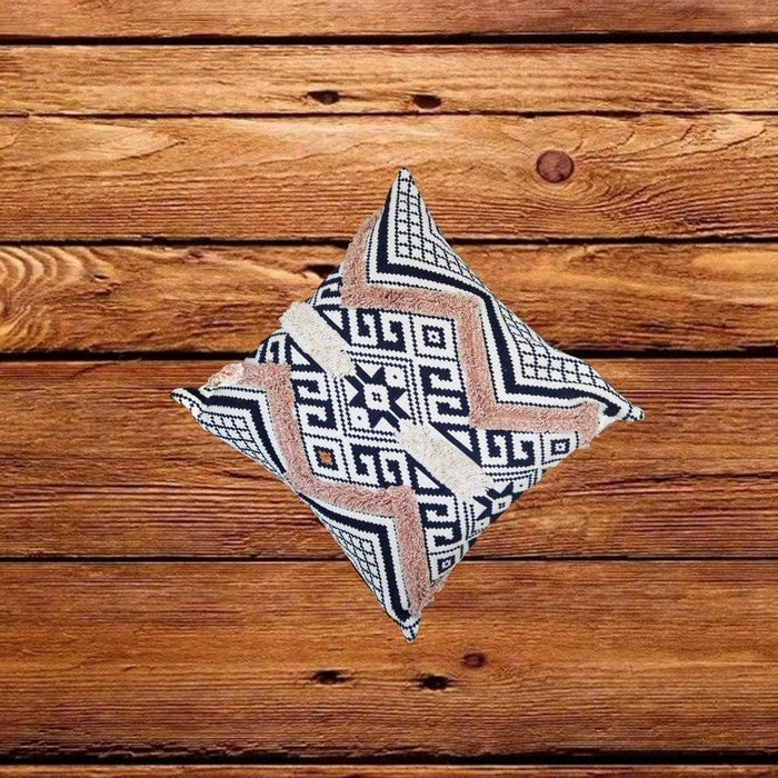 18 x 18 Handwoven Jacquard Print Cotton Accent Pillow Cover, Multicolor