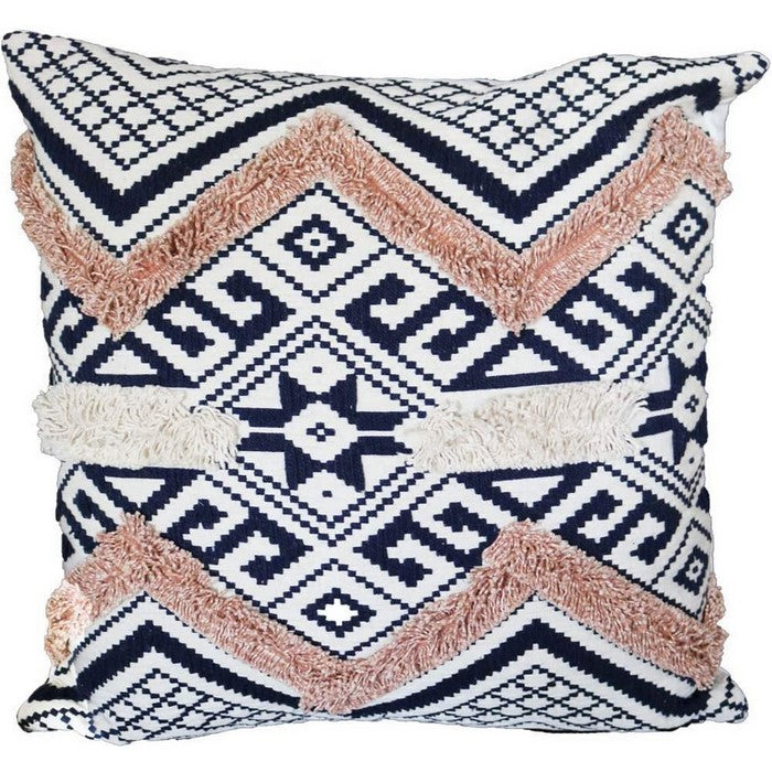 18 x 18 Handwoven Jacquard Print Cotton Accent Pillow Cover, Multicolor