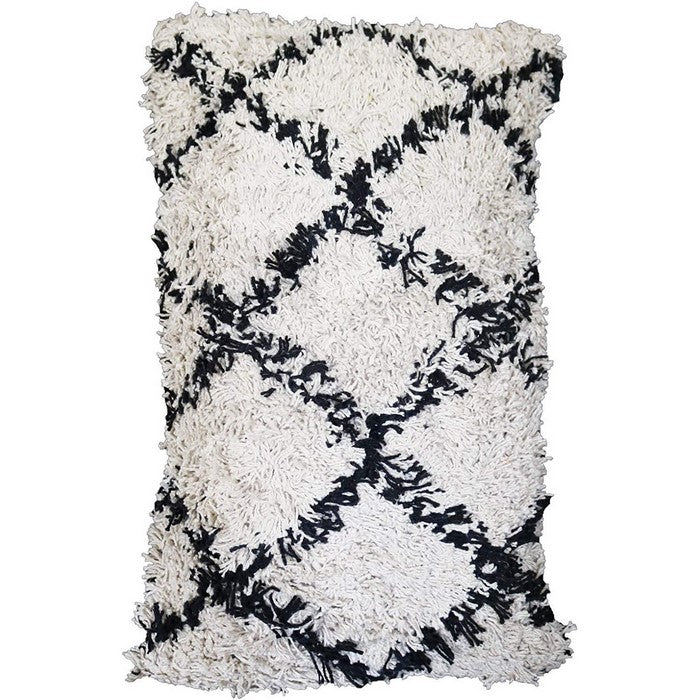 20 x 12 Fringed Cotton Accent Pillow Cover, White and Black