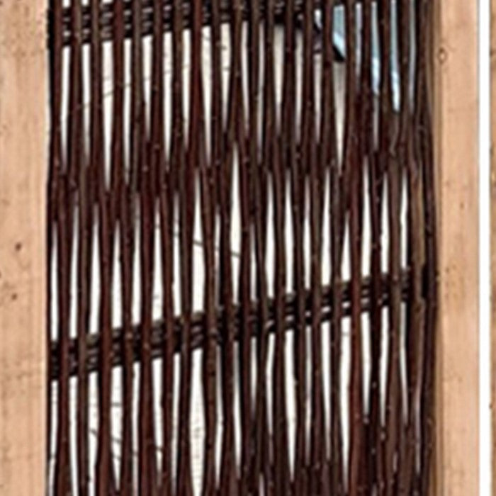 Transitional 3 Panel Wooden Screen with Weaved Design, Brown