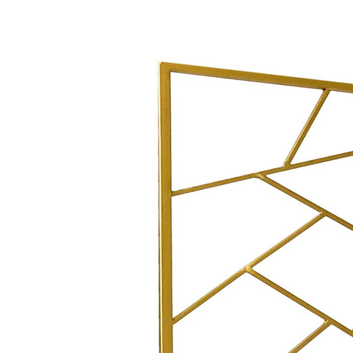 3 Panel Metal Frame Screen with Lattice Cut Out Design, Gold