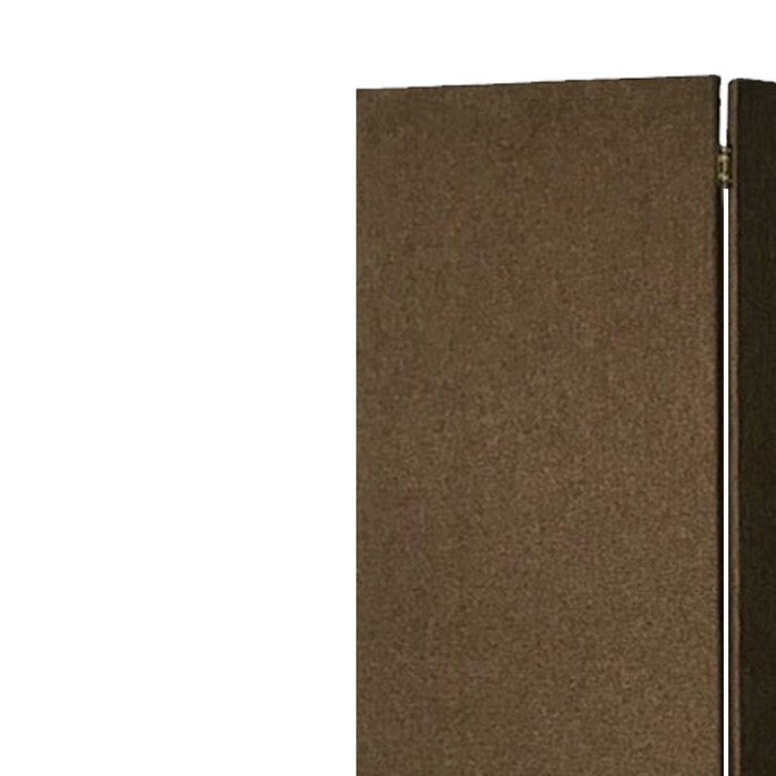 3 Panel Fabric Upholstered Wooden Screen with Straight Legs, Brown