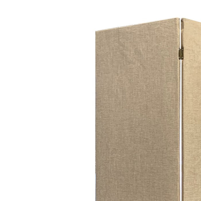 3 Panel Fabric Upholstered Wooden Screen with Straight Legs, Beige