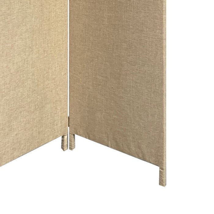 3 Panel Fabric Upholstered Wooden Screen with Straight Legs, Beige