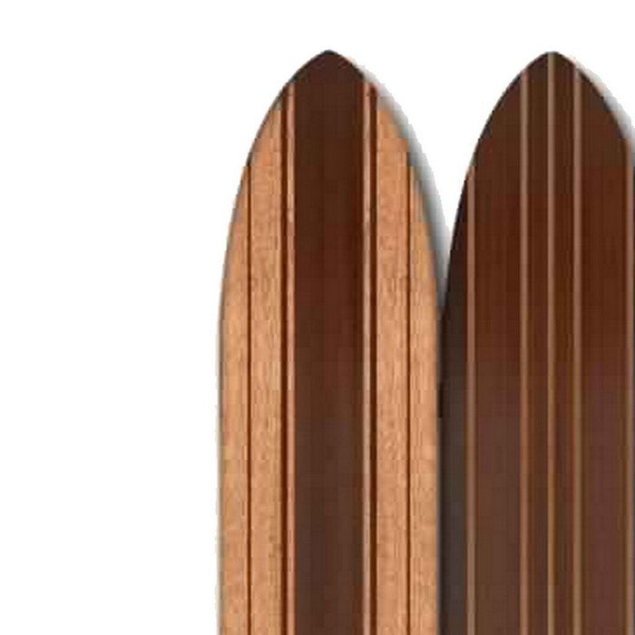 3 Panel Wooden Screen with Surfboard Shape Design, Brown