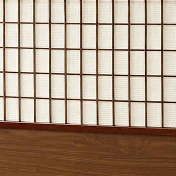 Wooden Screen Stand with Shoji and Jute Inlays, Walnut Brown
