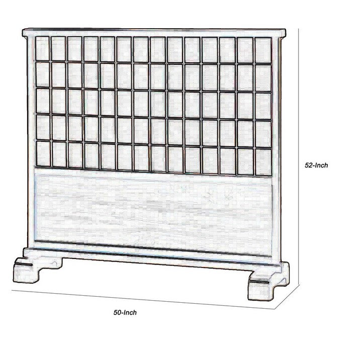 Wooden Screen Stand with Shoji and Jute Inlays, Walnut Brown