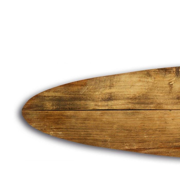 Wooden Surfboard Shaped Wall Art with Mounting Hardware, Brown and Orange