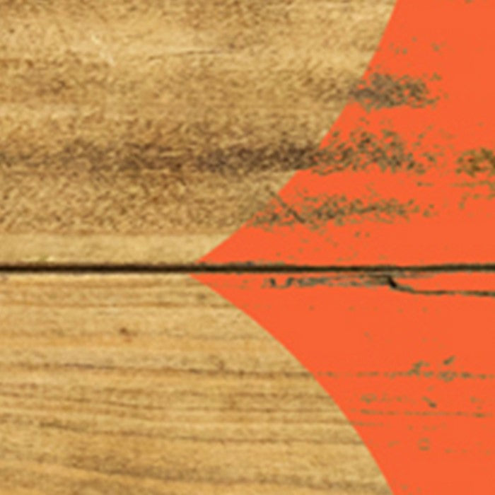 Wooden Surfboard Shaped Wall Art with Mounting Hardware, Brown and Orange