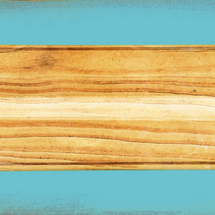 Wooden Surfboard Shaped Wall Art with Mounting Hardware, Brown and Blue