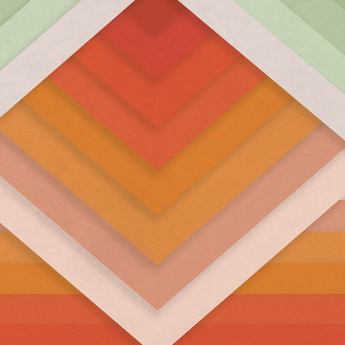 Wooden Surfboard Wall Art with Chevron and Stripe Print, Multicolor