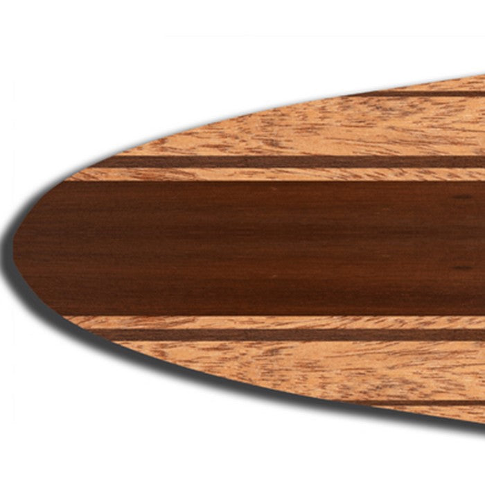 Wooden Surfboard Wall Art with Block Stripe Print, Brown