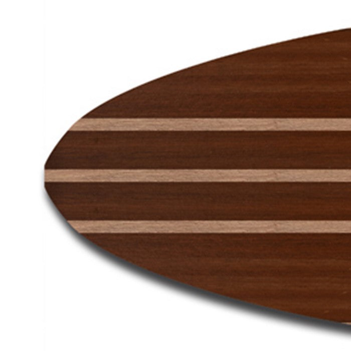 Contemporary Style Wooden Surfboard Wall Art with Stripe Print, Brown