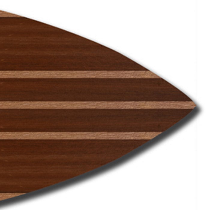 Contemporary Style Wooden Surfboard Wall Art with Stripe Print, Brown