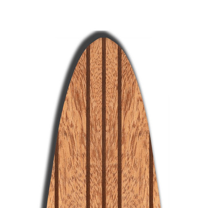 Contemporary Wooden Surfboard Wall Art with Block Stripe Print, Brown