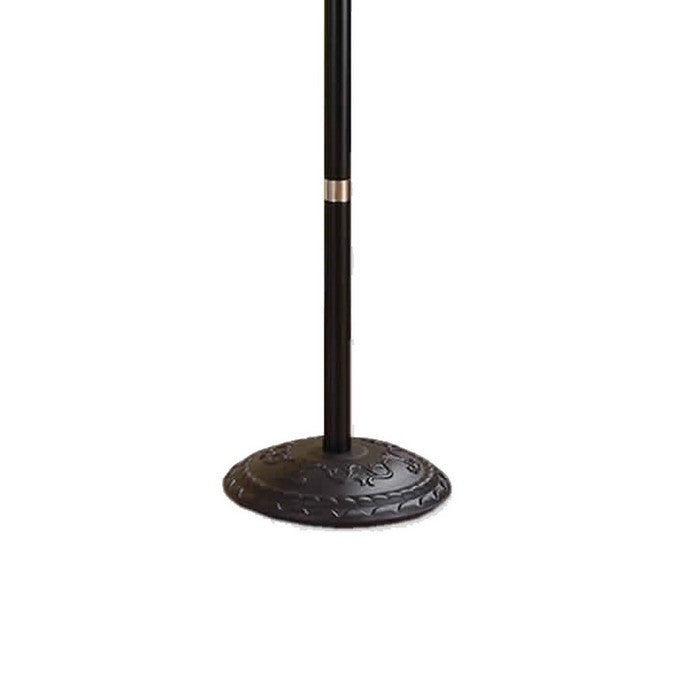 Metal Pole Coat Rack with Round Base and Multiple Hooks, Black