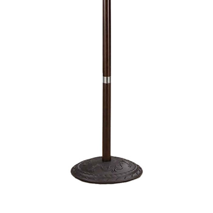 Metal Pole Coat Rack with Round Base and Multiple Hooks, Espresso Brown