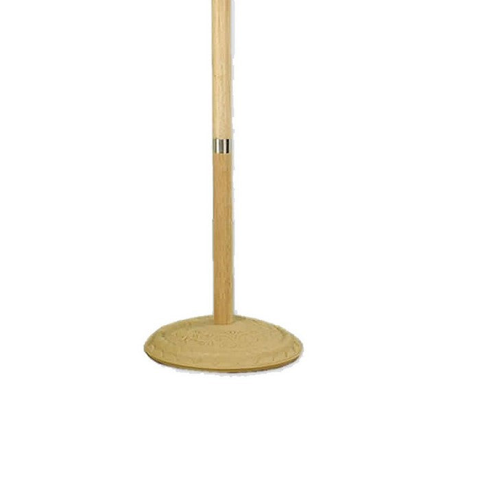 Metal Pole Coat Rack with Round Base and Multiple Hooks, Natural Brown