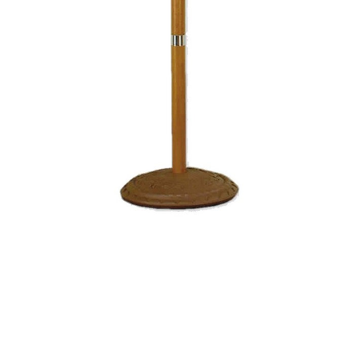 Metal Pole Coat Rack with Round Base and Multiple Hooks, Oak Brown