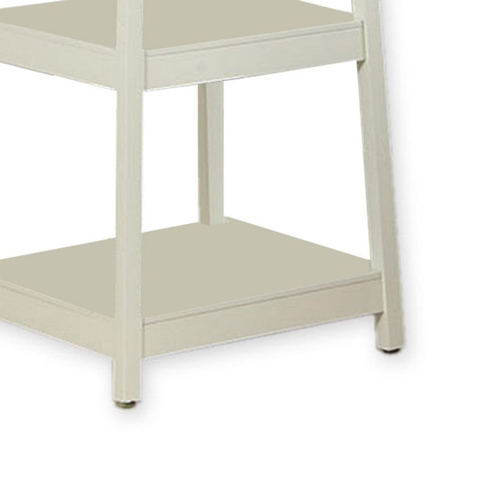 Wooden Frame Hall Stand with 8 Dual Hooks and 3 Shelves, White