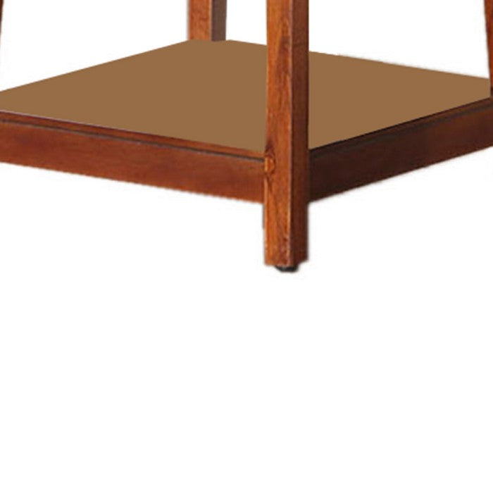 Wooden Swivel Hall Stand with Mirror and Multiple Hooks, Cherry Brown