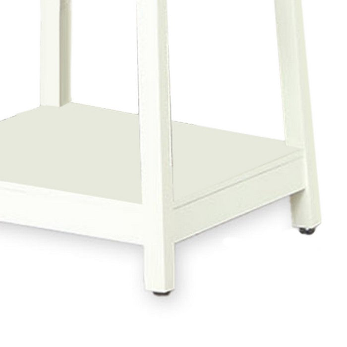 Wooden Frame Swivel Hall Stand with Mirror and Multiple Hooks, White