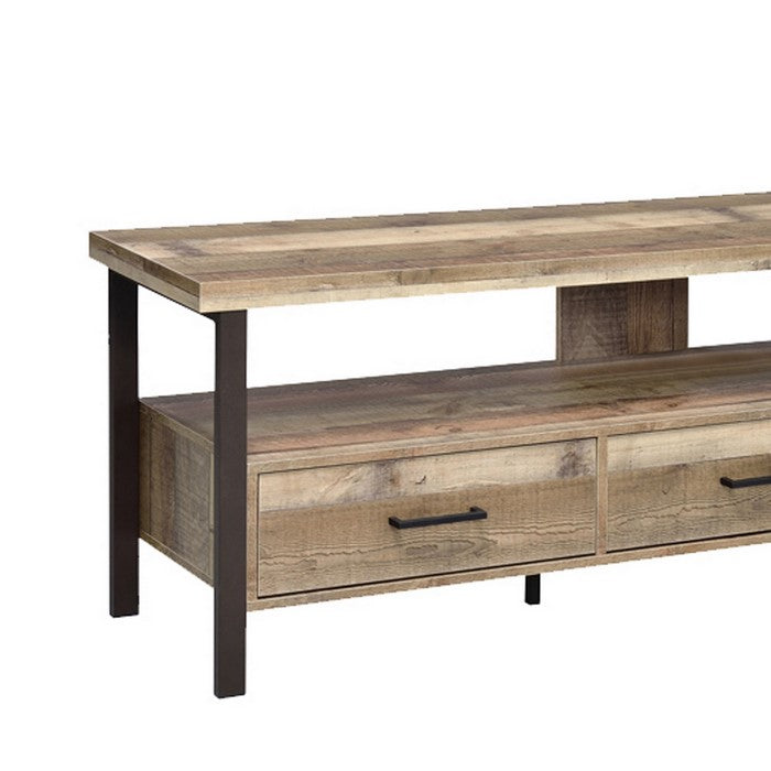 71 Inch Wooden TV Console with 3 Storage Drawers and Open Shelf, Brown