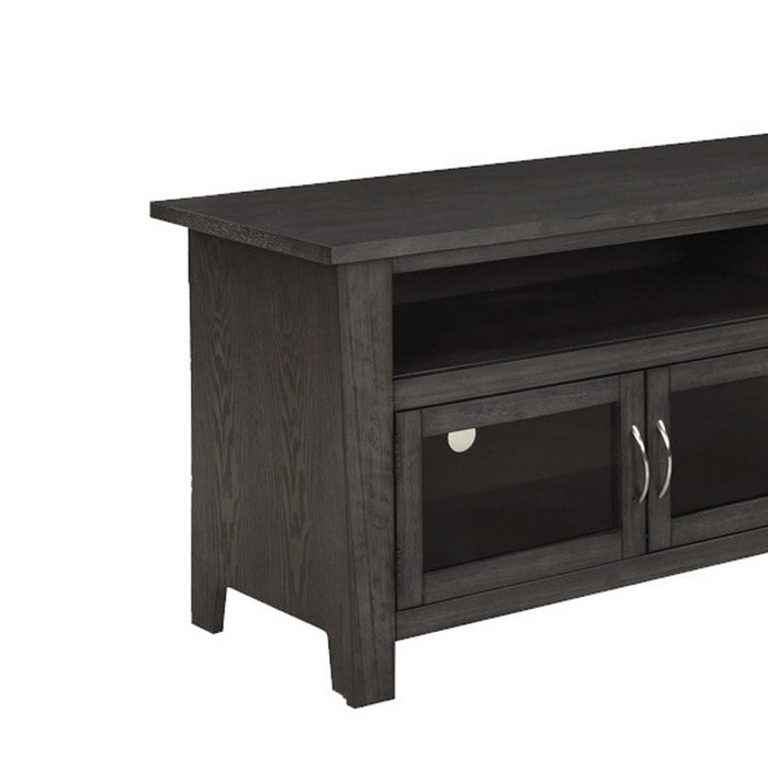 72 Inch Wooden TV Console with 2 Cabinets and 2 Shelves, Dark Gray