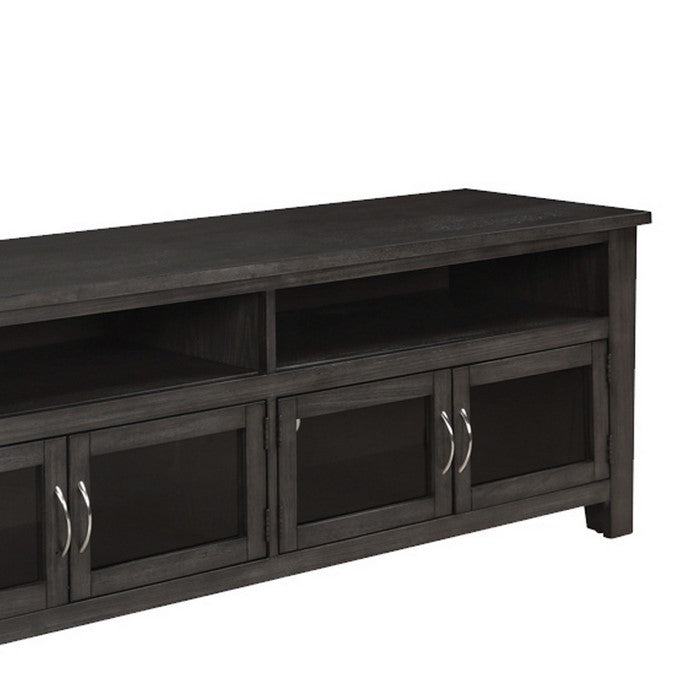 72 Inch Wooden TV Console with 2 Cabinets and 2 Shelves, Dark Gray