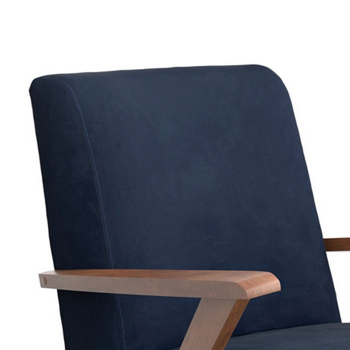 Contemporary Dual Tone Wooden Armchair with Padded Seat, Blue and Brown