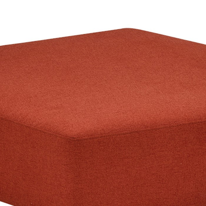 Contemporary Dual Tone Hexagon Ottoman with Angular Legs, Orange and Gold