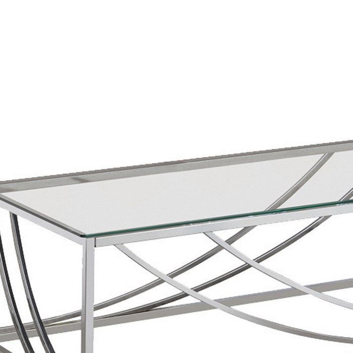 Tempered Glass Top Coffee Table with Metal Tubular Legs, Chrome and Clear