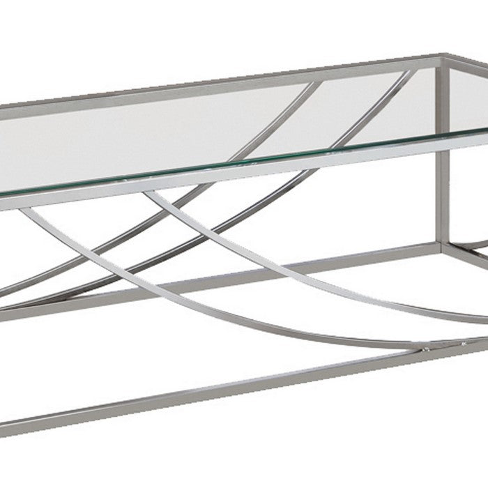 Tempered Glass Top Coffee Table with Metal Tubular Legs, Chrome and Clear