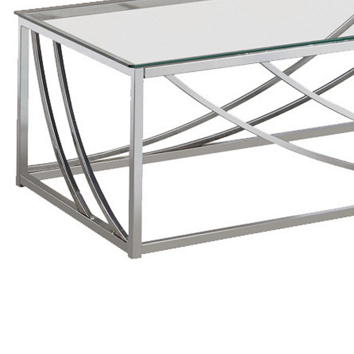 Tempered Glass Top Coffee Table with Metal Tubular Legs, Chrome and Clear