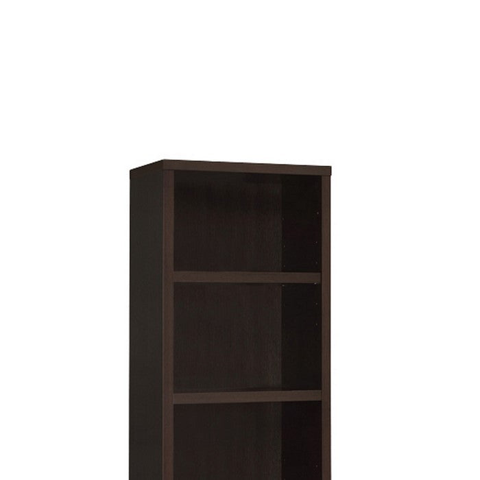 3 Shelf Wooden Media Tower with 2 Drawers, Dark Brown