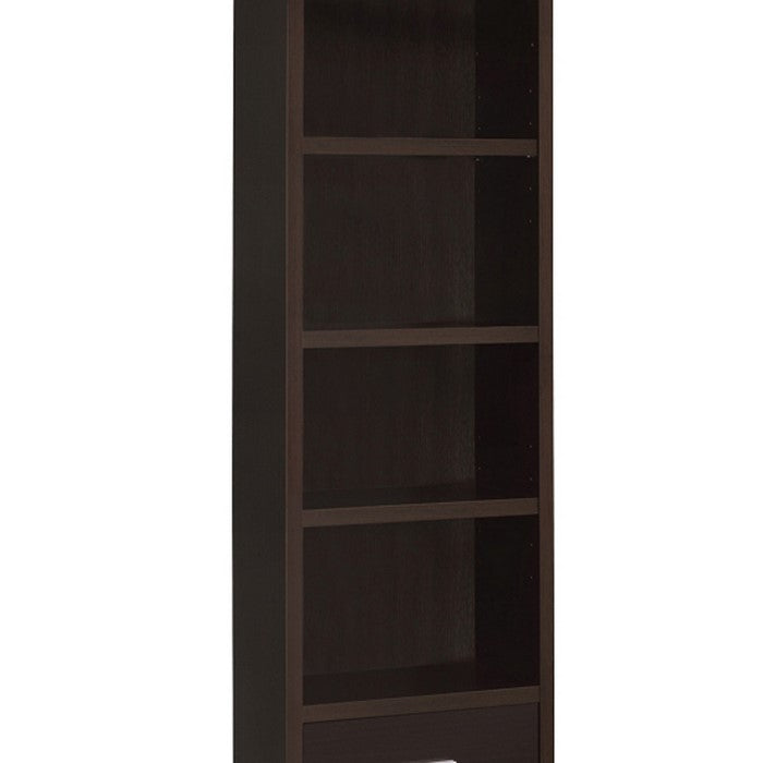 3 Shelf Wooden Media Tower with 2 Drawers, Dark Brown