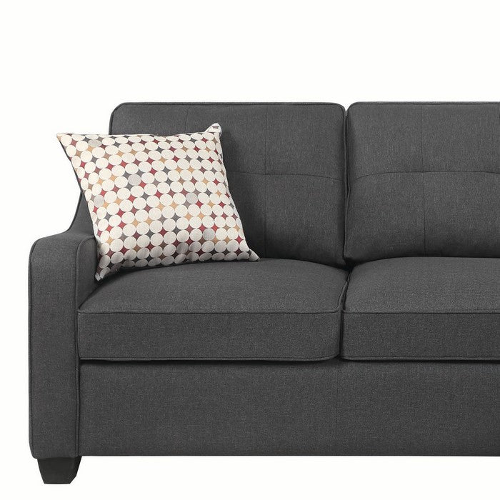Fabric Upholstered Reversible Sectional with Sloped Arms, Gray
